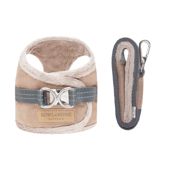 Bowl and Bone Yeti Brown Dog Harness and Lead Set