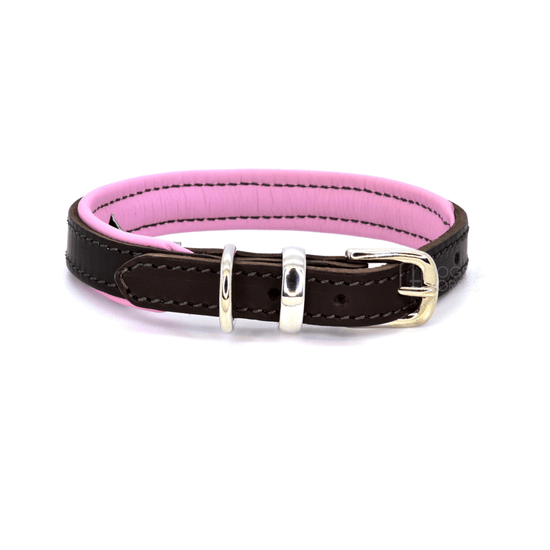Load image into Gallery viewer, Luxury Pink Padded Leather Dog Collar by Dogs &amp;amp; Horses
