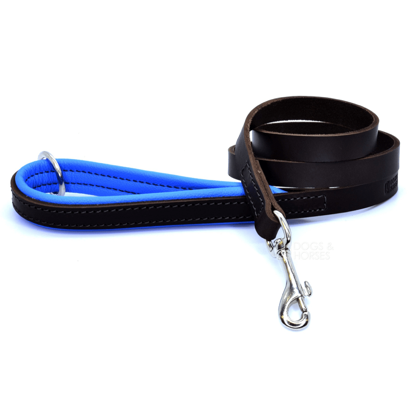 Load image into Gallery viewer, Dogs &amp;amp; Horses Luxury Blue Padded Leather Dog Lead

