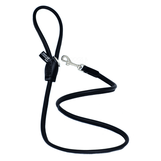 Dogs & Horses Soft Rolled Leather Lead Black