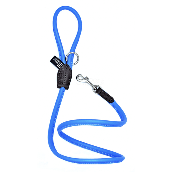 Dogs & Horses Soft Rolled Leather Lead Blue