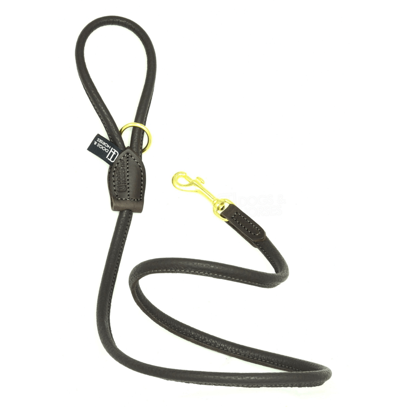 Dogs & Horses Soft Rolled Leather Lead Brown with Brass