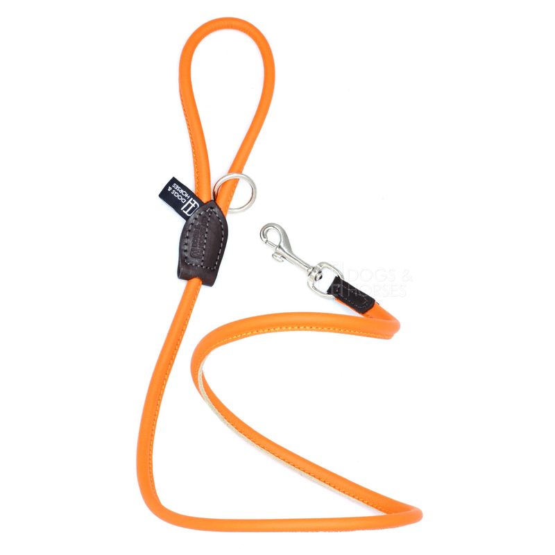Load image into Gallery viewer, Dogs &amp;amp; Horses Soft Rolled Leather Lead Orange
