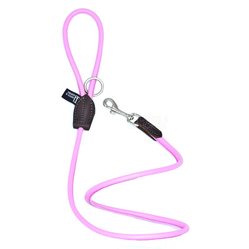 Dogs & Horses Soft Rolled Leather Lead Pink