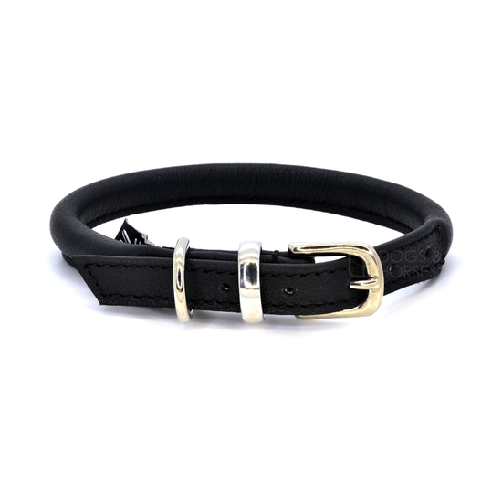 Black Rolled Leather Dog Collar by Dogs & Horses