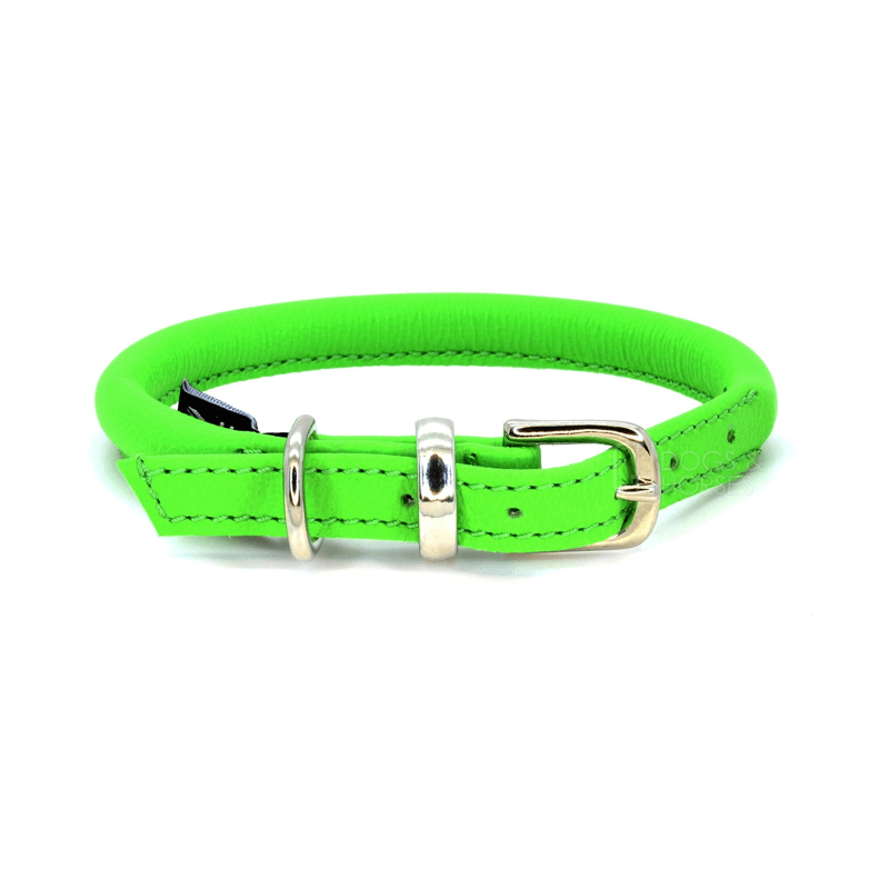 Green Rolled Leather Dog Collar by Dogs & Horses