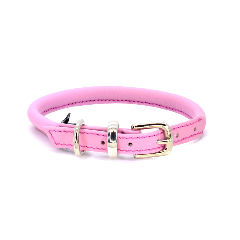 Pink Rolled Leather Dog Collar by Dogs & Horses