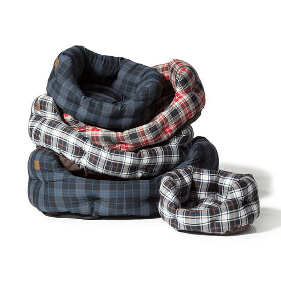 Load image into Gallery viewer, Lumberjack Deluxe Slumber Dog Bed in Navy and Grey
