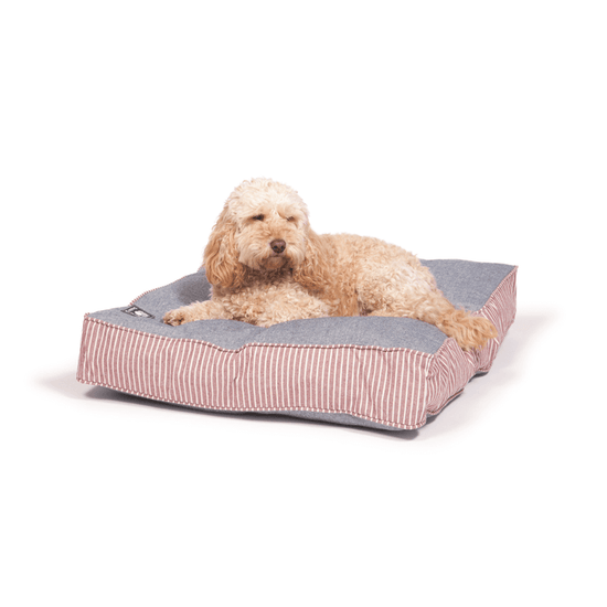 Maritime Blue and Red Box Duvet Dog Bed