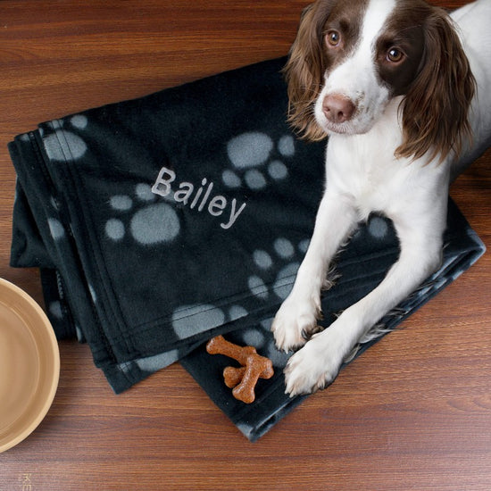 Personalised Paw Print Fleece Dog Blanket