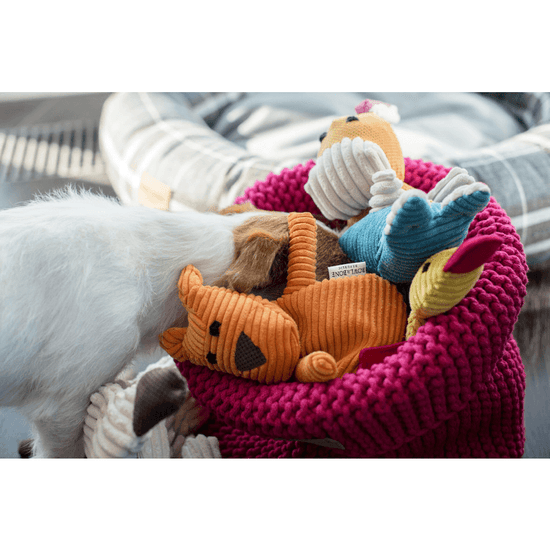Bowl and Bone Pink Cotton Dog Toy Storage Basket