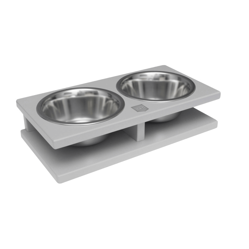 Bowl and Bone Grey Grande Double Dog Bowl Stand