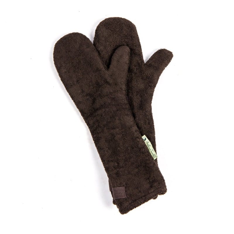 Ruff and Tumble Dog Drying Gloves in Mud Brown